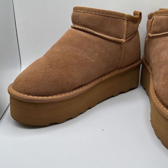 CUSHIONAIRE Women's Genuine Suede pull on platform boot +Memory Foam 9 CHESTNUT - Picture 7 of 7
